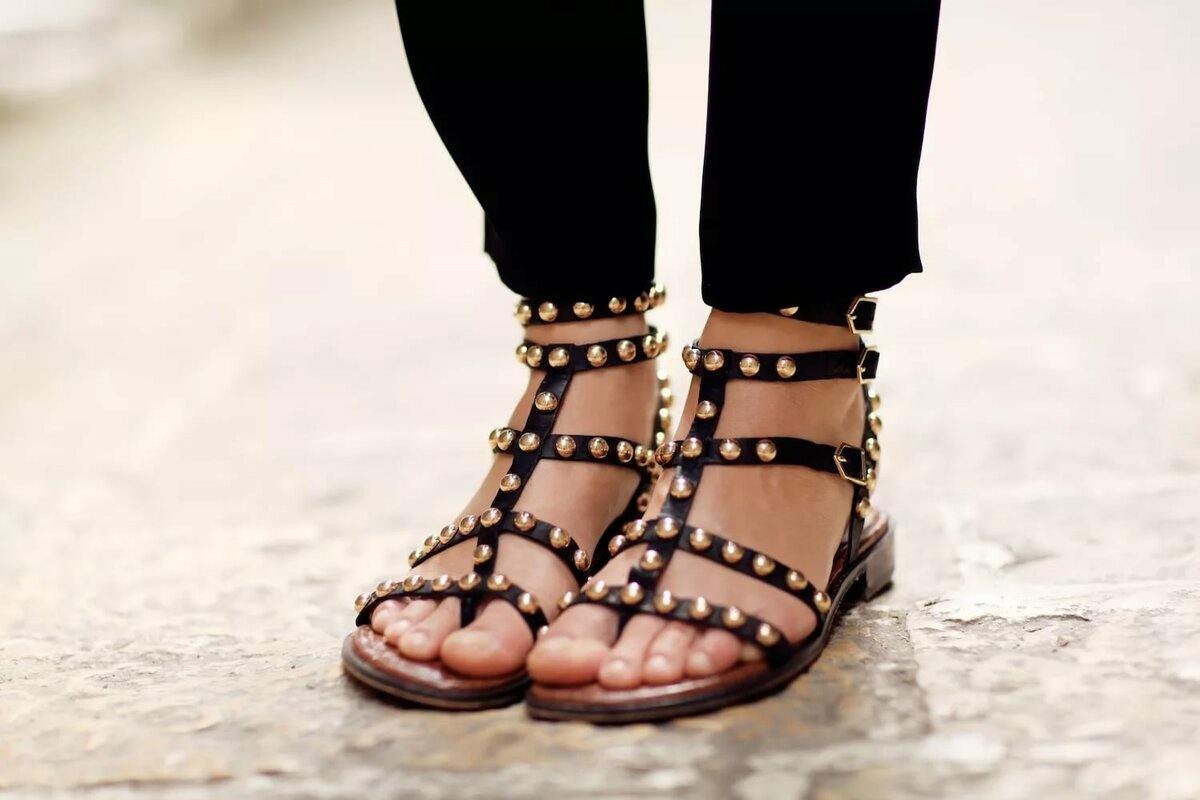  Buy And Price black leather sandals flat 